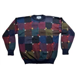 Vintage Peruvian Connection Alpaca Sweater Checkered 90s Wool Sweater Large